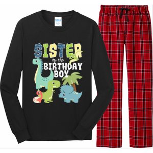 Dinosaurs Theme Birthday Sister Of The Birthday Boy Dinosaur Long Sleeve Pajama Set