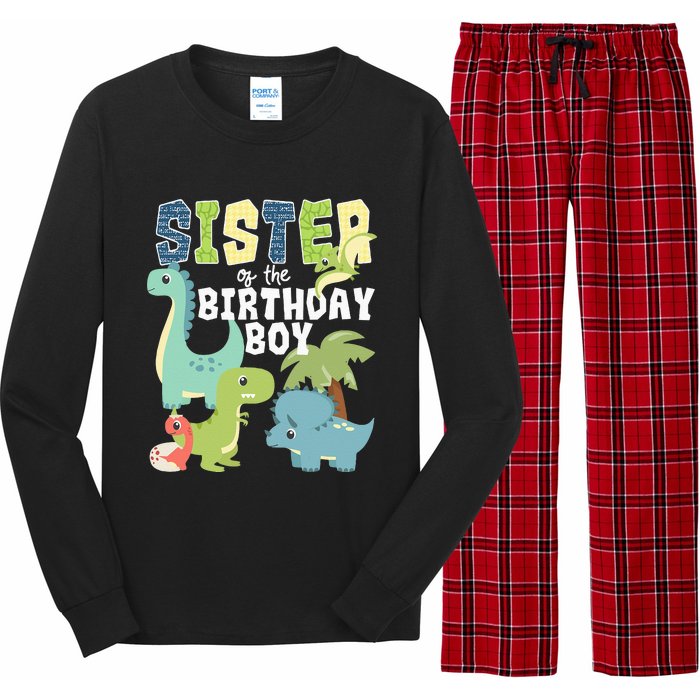 Dinosaurs Theme Birthday Sister Of The Birthday Boy Dinosaur Long Sleeve Pajama Set