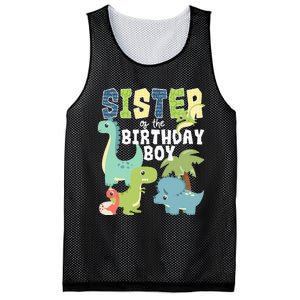 Dinosaurs Theme Birthday Sister Of The Birthday Boy Dinosaur Mesh Reversible Basketball Jersey Tank