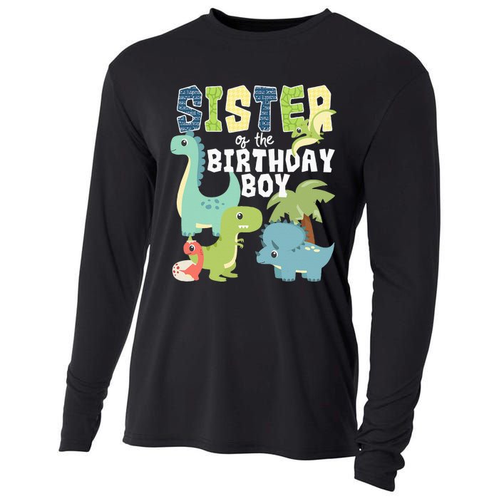 Dinosaurs Theme Birthday Sister Of The Birthday Boy Dinosaur Cooling Performance Long Sleeve Crew