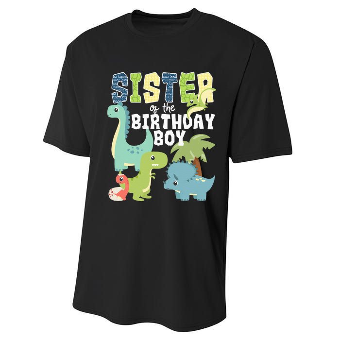 Dinosaurs Theme Birthday Sister Of The Birthday Boy Dinosaur Performance Sprint T-Shirt