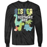 Dinosaurs Theme Birthday Sister Of The Birthday Boy Dinosaur Tie-Dye Long Sleeve Shirt