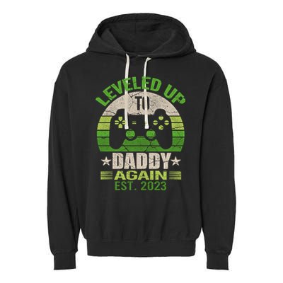 Daddy To Be Again Leveled Up To Daddy Gift Cute Gift Garment-Dyed Fleece Hoodie
