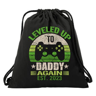 Daddy To Be Again Leveled Up To Daddy Gift Cute Gift Drawstring Bag