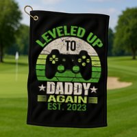 Daddy To Be Again Leveled Up To Daddy Gift Cute Gift Golf Towel