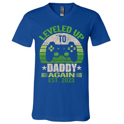 Daddy To Be Again Leveled Up To Daddy Gift Cute Gift V-Neck T-Shirt