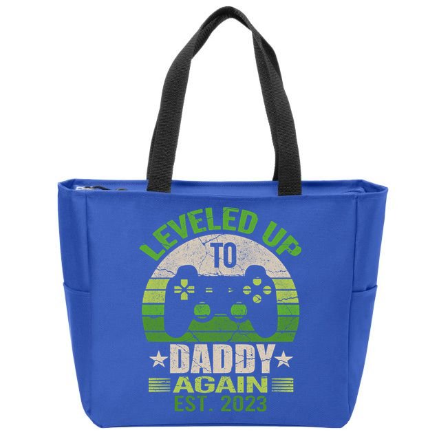 Daddy To Be Again Leveled Up To Daddy Gift Cute Gift Zip Tote Bag