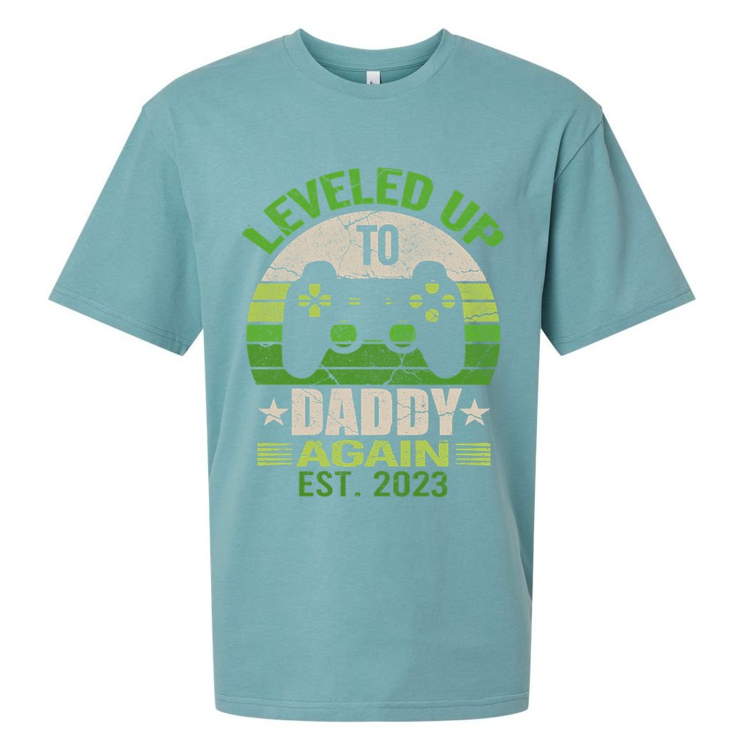 Daddy To Be Again Leveled Up To Daddy Gift Cute Gift Sueded Cloud Jersey T-Shirt