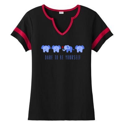 Dare To Be Yours Autism Cute Gift Ladies Halftime Notch Neck Tee