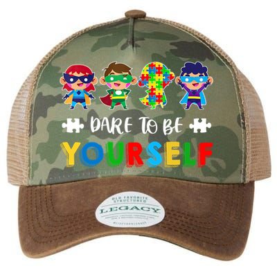 Dare To Be Yours Autistic Autism Awareness Month Gift Legacy Tie Dye Trucker Hat