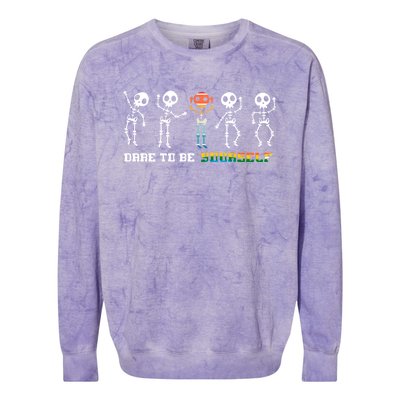 Dare To Be Yours Be Different Lgbt Pride Skeleton Skull Great Gift Colorblast Crewneck Sweatshirt