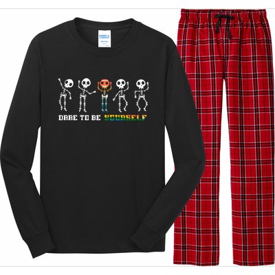 Dare To Be Yours Be Different Lgbt Pride Skeleton Skull Great Gift Long Sleeve Pajama Set