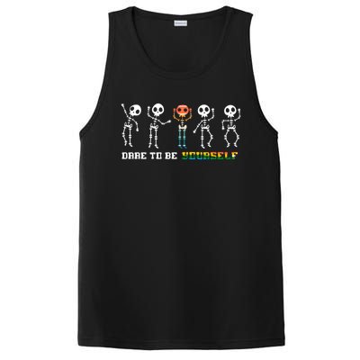 Dare To Be Yours Be Different Lgbt Pride Skeleton Skull Great Gift PosiCharge Competitor Tank