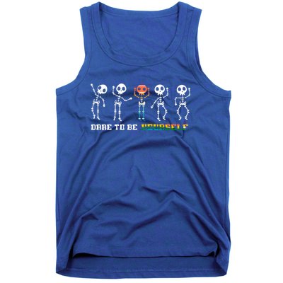 Dare To Be Yours Be Different Lgbt Pride Skeleton Skull Great Gift Tank Top