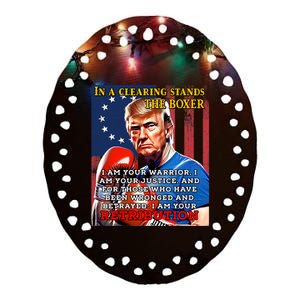 Donald Trump Boxer Indicted Jail Arrest Trump Mugshot Ceramic Oval Ornament