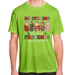 Delivering The Best Presents Labor Delivery Nurse Christmas Adult ChromaSoft Performance T-Shirt