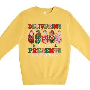 Delivering The Best Presents Labor Delivery Nurse Christmas Premium Crewneck Sweatshirt