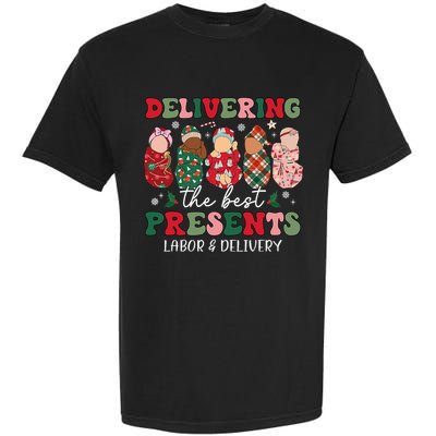 Delivering The Best Presents Labor Delivery Nurse Christmas Garment-Dyed Heavyweight T-Shirt