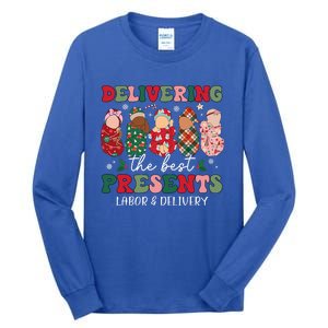 Delivering The Best Presents Labor Delivery Nurse Christmas Tall Long Sleeve T-Shirt