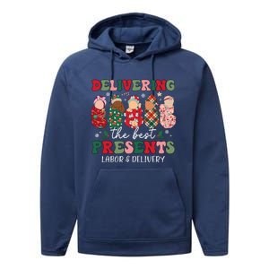 Delivering The Best Presents Labor Delivery Nurse Christmas Performance Fleece Hoodie