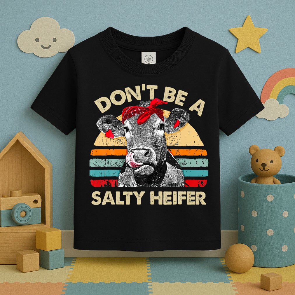 Don T Be A Salty Heifer Cows Lover Gift Vintage Farm Toddler T-Shirt