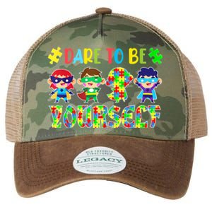 Dare To Be Yourself Autism Awareness Superheroes Cute Gift Legacy Tie Dye Trucker Hat