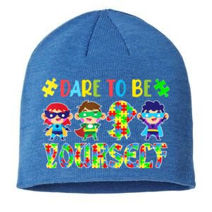 Dare To Be Yourself Autism Awareness Superheroes Cute Gift Sustainable Beanie