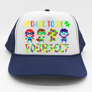 Dare To Be Yourself Autism Awareness Superheroes Cute Gift Trucker Hat