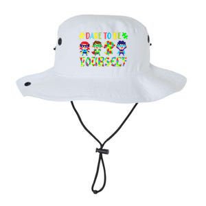 Dare To Be Yourself Autism Awareness Superheroes Cute Gift Legacy Cool Fit Booney Bucket Hat