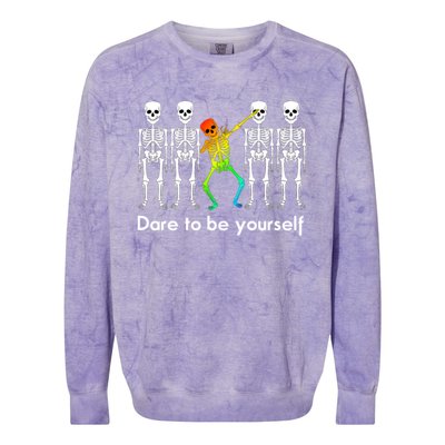 Dare To Be Yours Color Skeleton Dabbing Meaningful Gift Colorblast Crewneck Sweatshirt