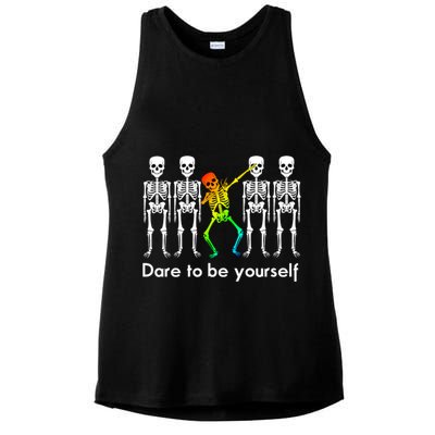 Dare To Be Yours Color Skeleton Dabbing Meaningful Gift Ladies PosiCharge Tri-Blend Wicking Tank
