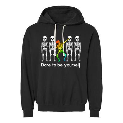 Dare To Be Yours Color Skeleton Dabbing Meaningful Gift Garment-Dyed Fleece Hoodie