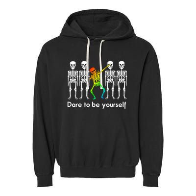 Dare To Be Yours Color Skeleton Dabbing Meaningful Gift Garment-Dyed Fleece Hoodie