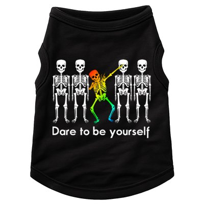 Dare To Be Yours Color Skeleton Dabbing Meaningful Gift Doggie Tank
