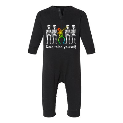 Dare To Be Yours Color Skeleton Dabbing Meaningful Gift Infant Fleece One Piece