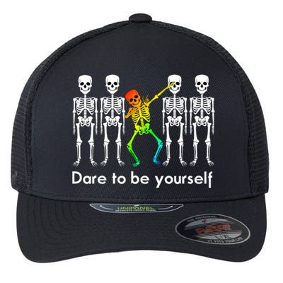 Dare To Be Yours Color Skeleton Dabbing Meaningful Gift Flexfit Unipanel Trucker Cap