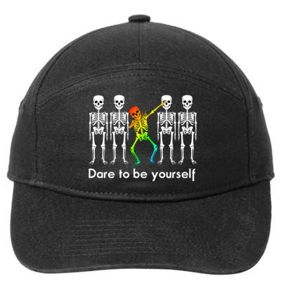 Dare To Be Yours Color Skeleton Dabbing Meaningful Gift 7-Panel Snapback Hat