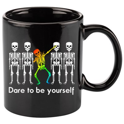 Dare To Be Yours Color Skeleton Dabbing Meaningful Gift 11oz C Handle Ceramic Mug