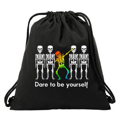 Dare To Be Yours Color Skeleton Dabbing Meaningful Gift Drawstring Bag