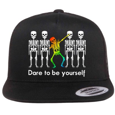 Dare To Be Yours Color Skeleton Dabbing Meaningful Gift Flatbill Hat