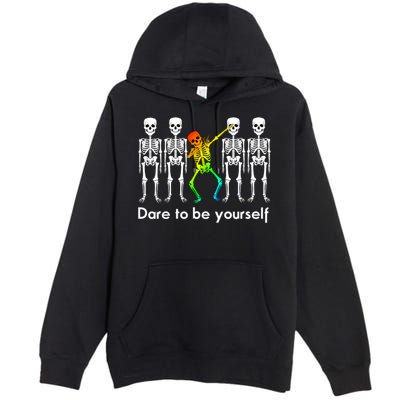 Dare To Be Yours Color Skeleton Dabbing Meaningful Gift Premium Pullover Hoodie