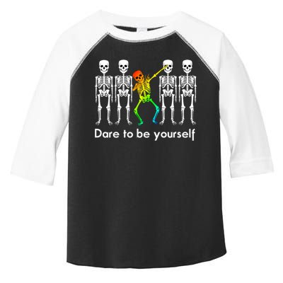 Dare To Be Yours Color Skeleton Dabbing Meaningful Gift Toddler Fine Jersey T-Shirt