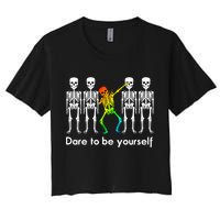 Dare To Be Yours Color Skeleton Dabbing Meaningful Gift Crop Top