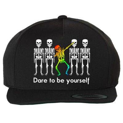 Dare To Be Yours Color Skeleton Dabbing Meaningful Gift Wool Snapback Cap