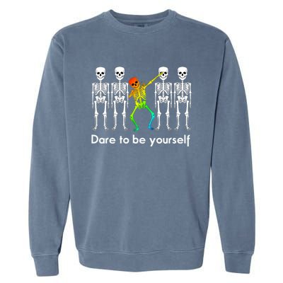 Dare To Be Yours Color Skeleton Dabbing Meaningful Gift Garment-Dyed Sweatshirt