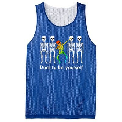 Dare To Be Yours Color Skeleton Dabbing Meaningful Gift Mesh Reversible Basketball Jersey Tank