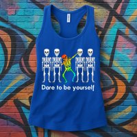 Dare To Be Yours Color Skeleton Dabbing Meaningful Gift Womens Tank Top
