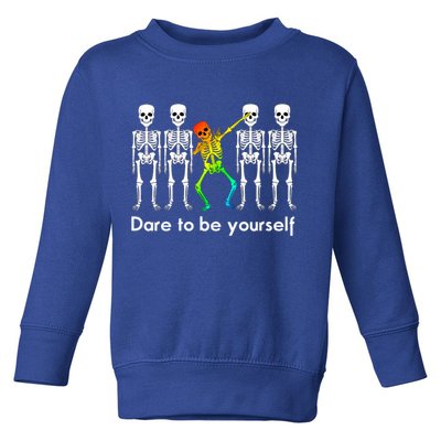 Dare To Be Yours Color Skeleton Dabbing Meaningful Gift Toddler Sweatshirt