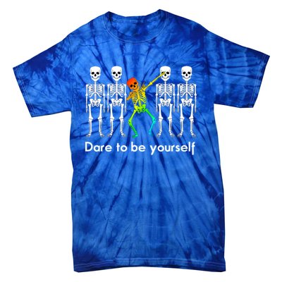 Dare To Be Yours Color Skeleton Dabbing Meaningful Gift Tie-Dye T-Shirt