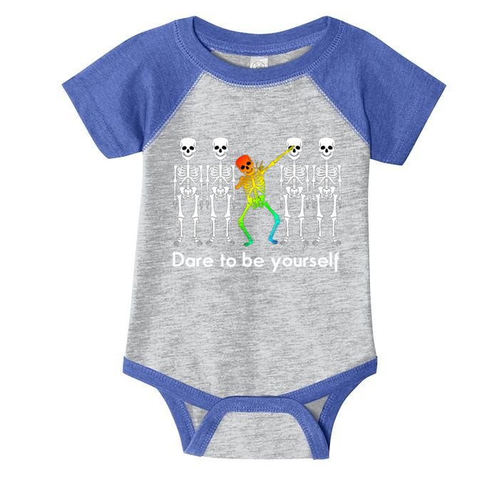 Dare To Be Yours Color Skeleton Dabbing Meaningful Gift Infant Baby Jersey Bodysuit